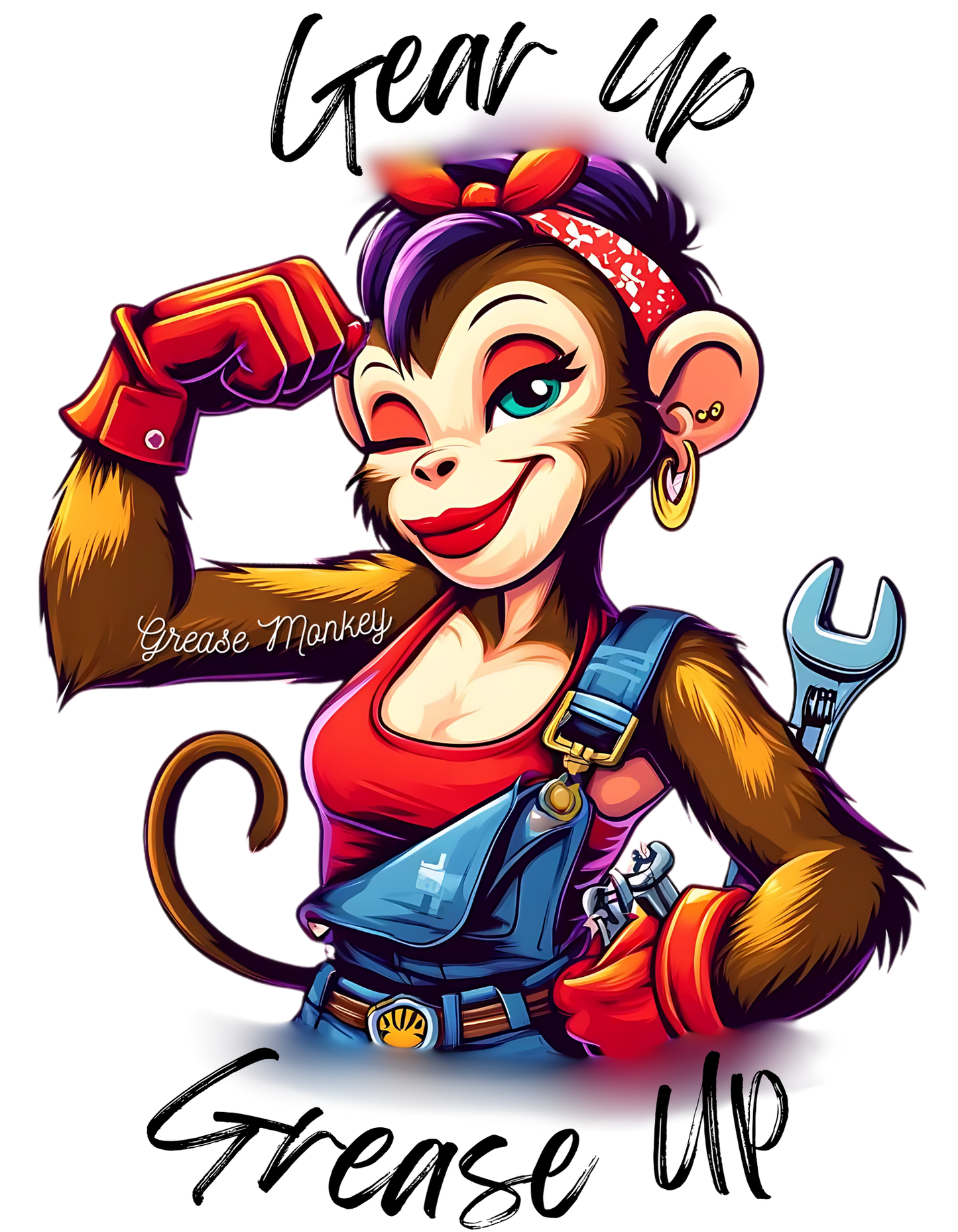 All-Over Print Woman's Custom T-shirt - Mechanic Pin-Up Style Grease Monkey Apparel