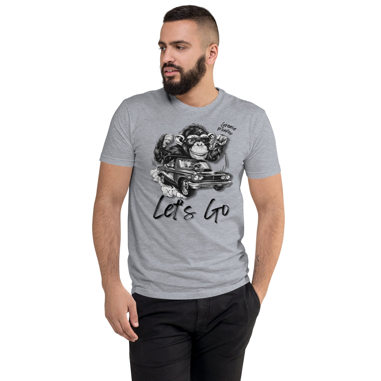 Men's Form Fit Short Sleeve T-shirt "Grease Monkey" Let's Go!