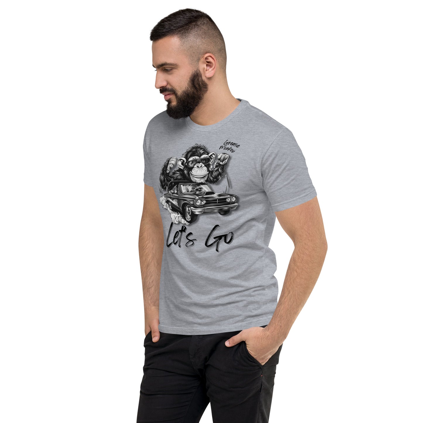 Men's Form Fit Short Sleeve T-shirt "Grease Monkey" Let's Go!