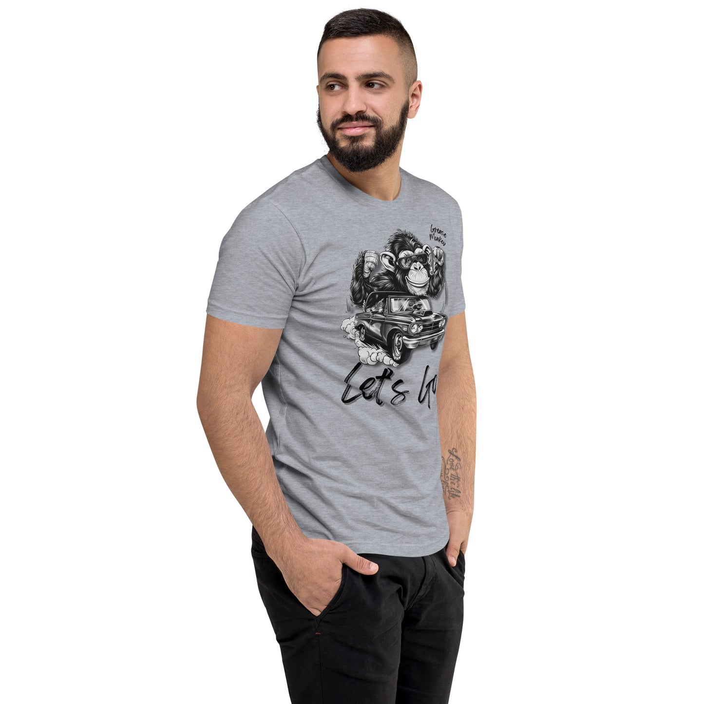 Men's Form Fit Short Sleeve T-shirt "Grease Monkey" Let's Go!