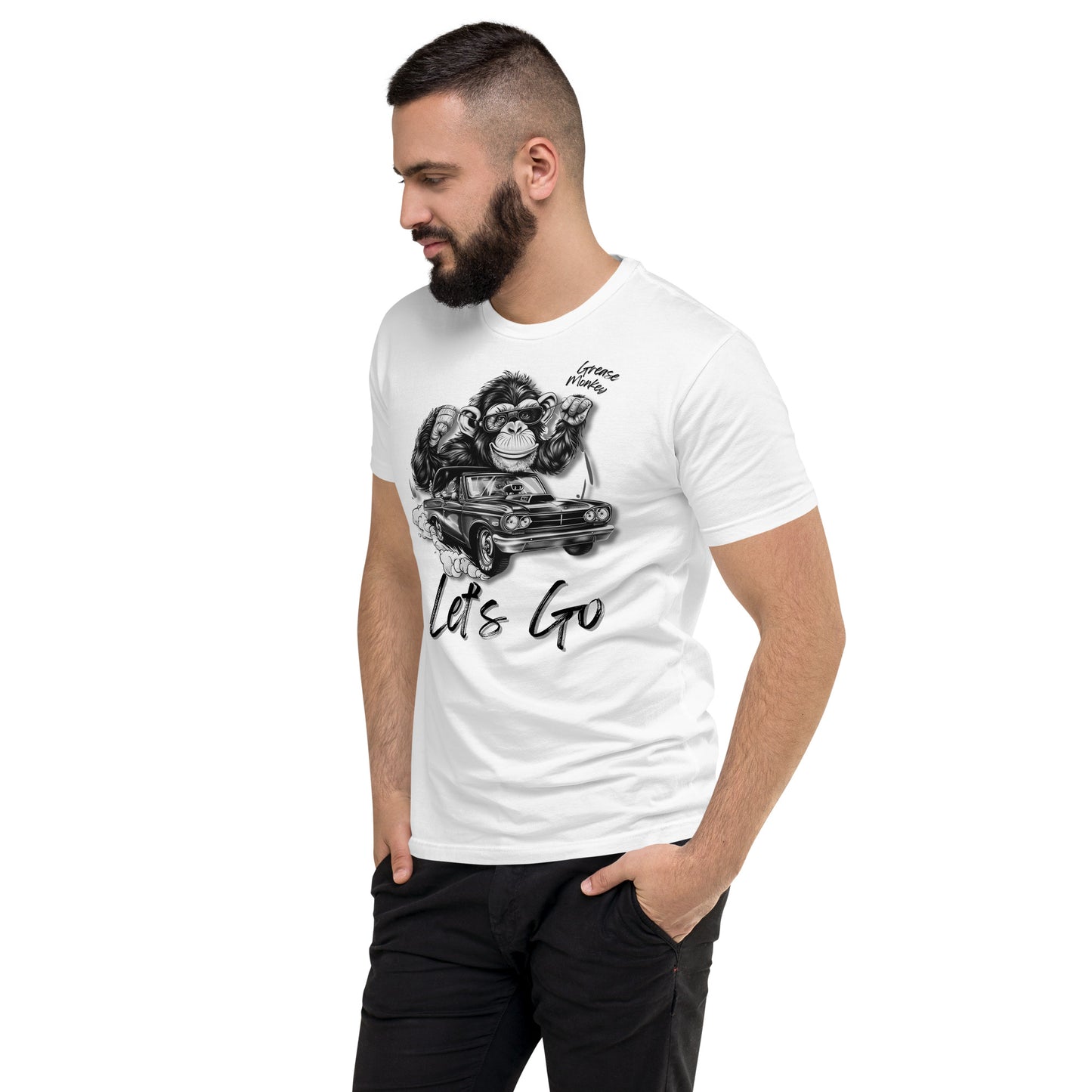 Men's Form Fit Short Sleeve T-shirt "Grease Monkey" Let's Go!