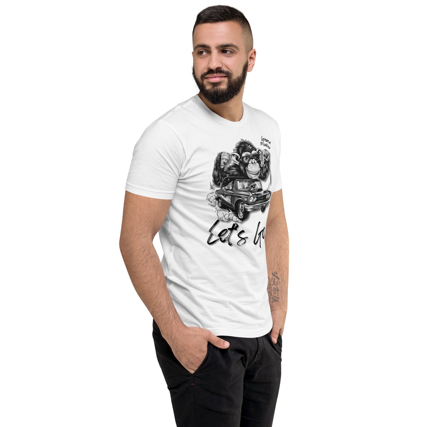 Men's Form Fit Short Sleeve T-shirt "Grease Monkey" Let's Go!