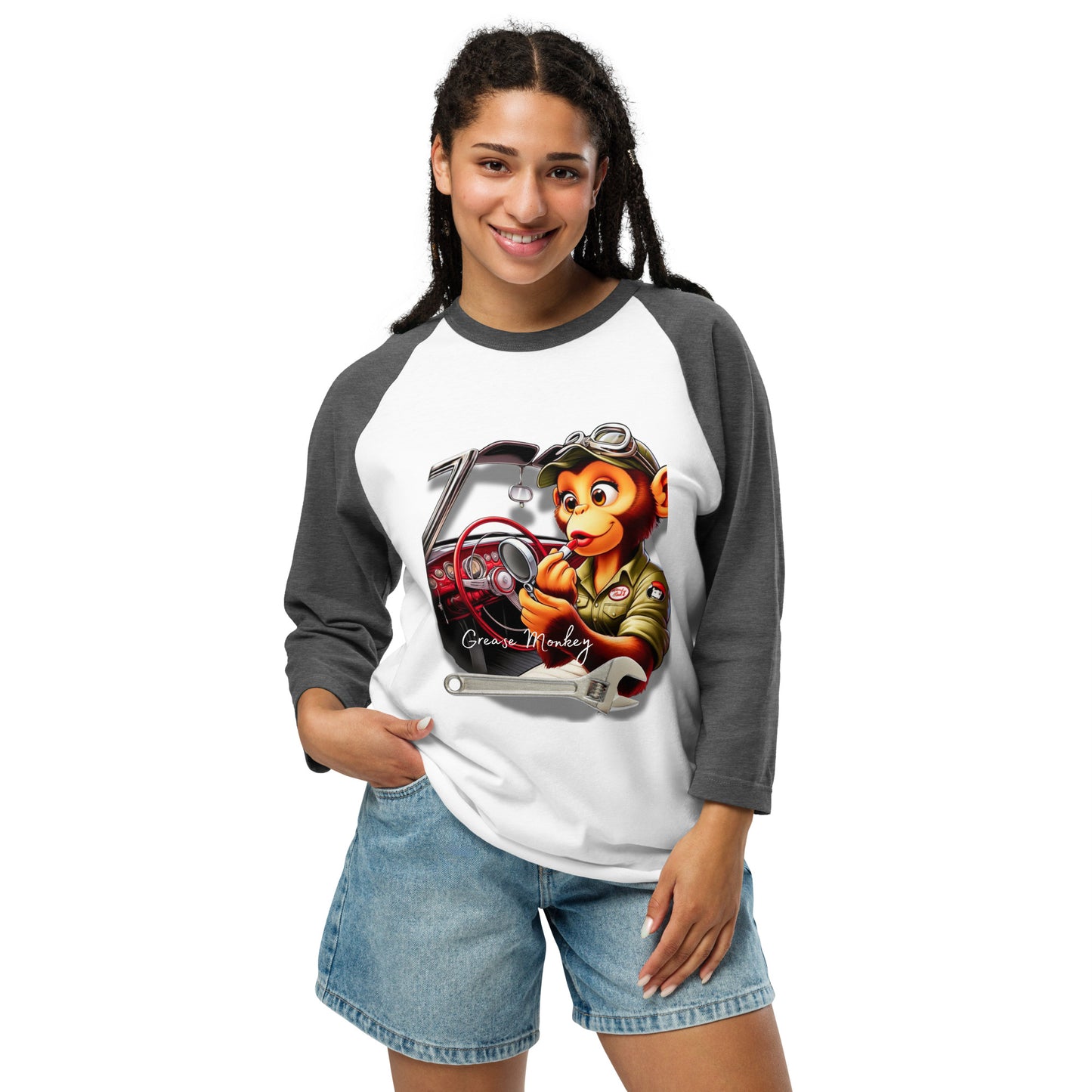 3/4 sleeve raglan shirt "Grease Monkey" Woman T-shirt