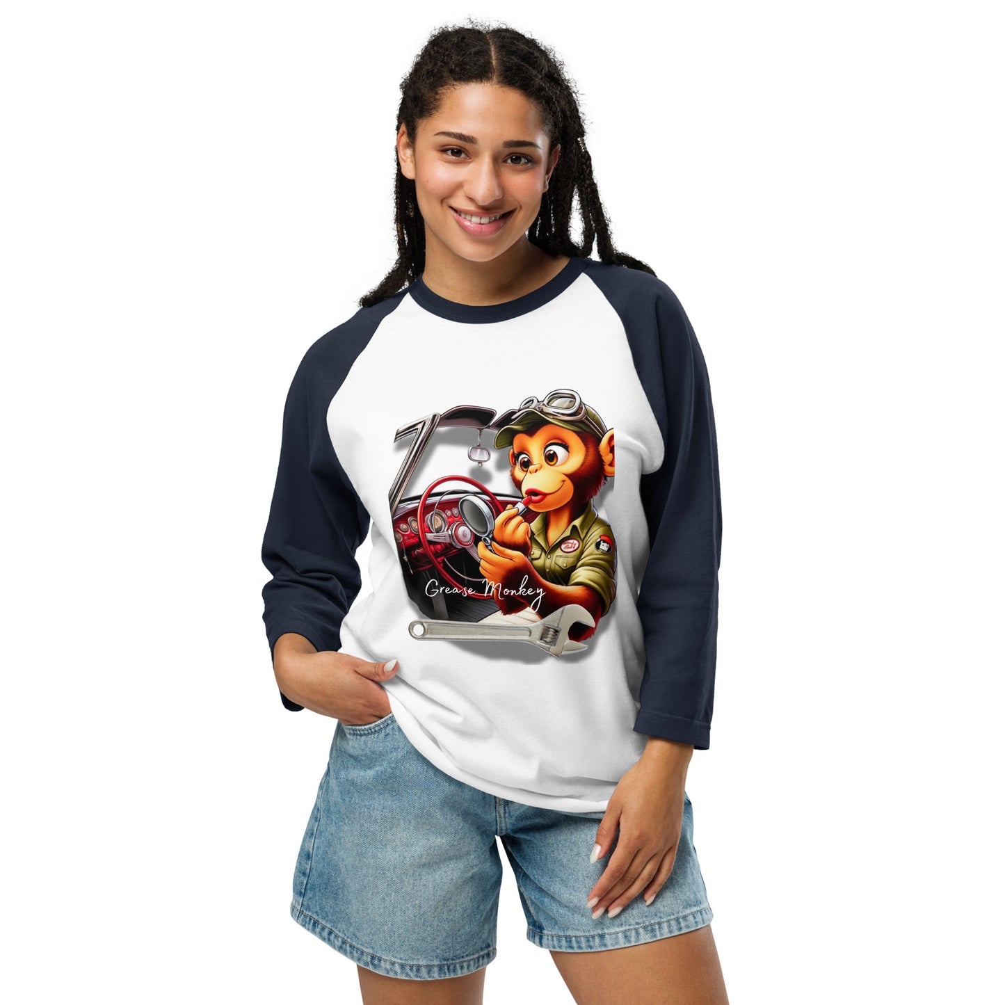 3/4 sleeve raglan shirt "Grease Monkey" Woman T-shirt